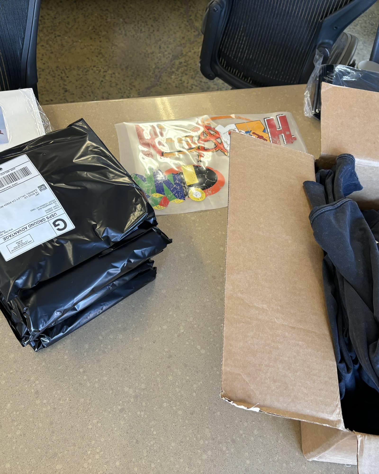 Bagged orders and boxes ready to ship