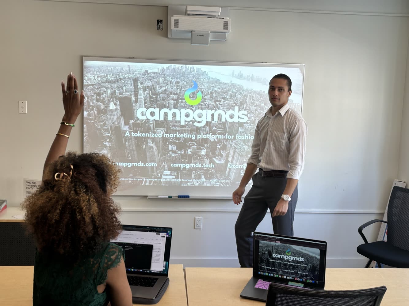 Brandon Webster presenting the Campgrnds platform