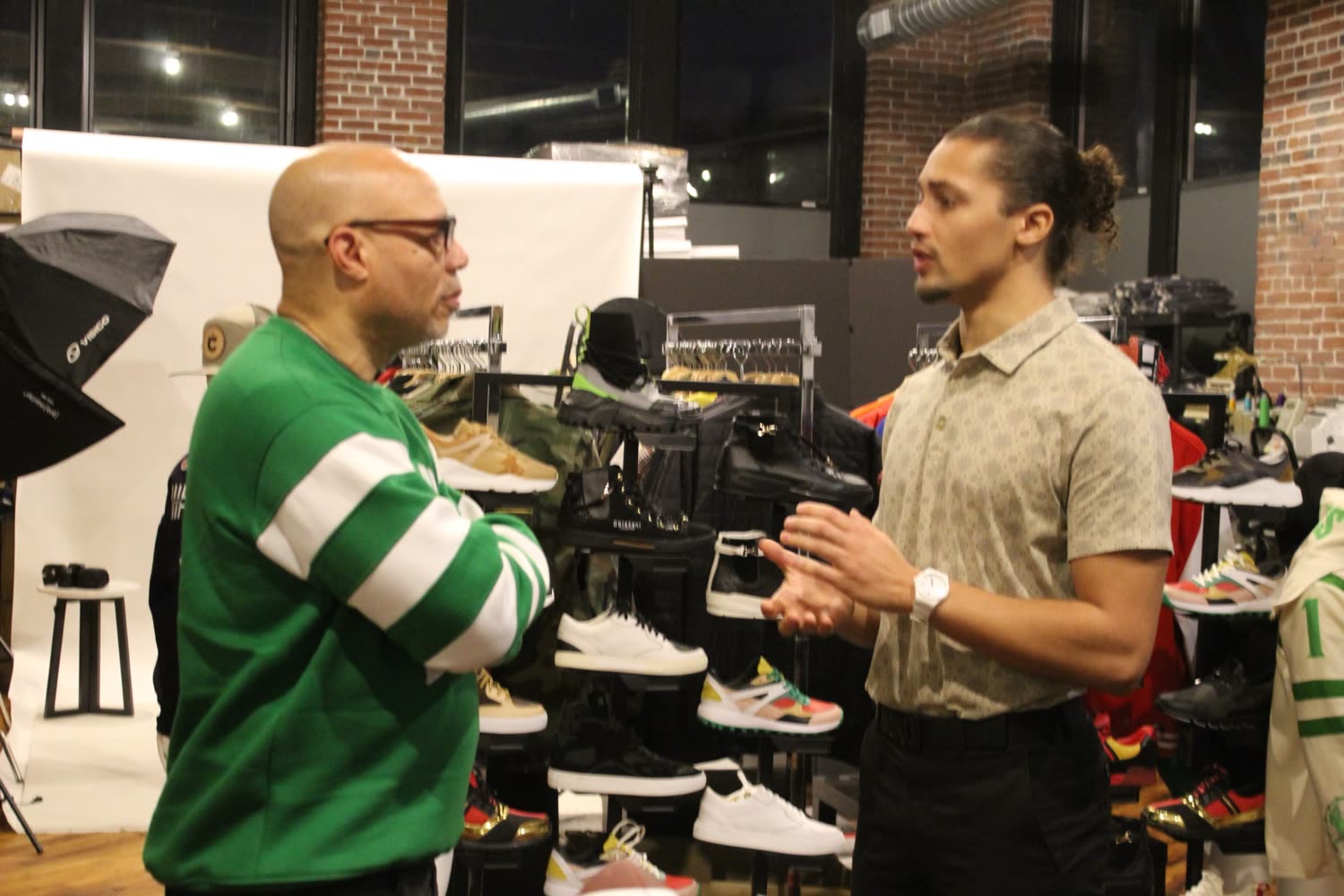Brandon Webster in conversation at a sneaker showcase